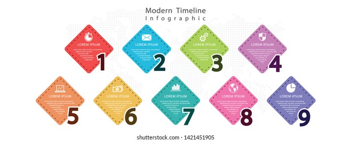 Infographic template with numbers 9 options.