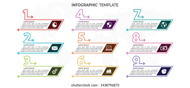 Infografik-Vorlage mit den Zahlen 9 Optionen.