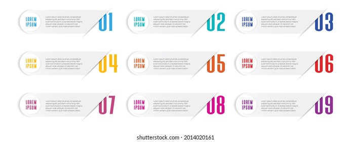 Infographic template with numbers 9 options.