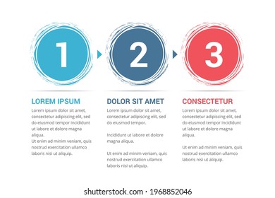 Infographic template with numbers in circles and text, three steps or options, process chart, vector eps10 illustration
