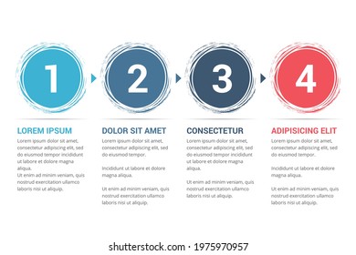 Infographic template with numbers in circles and text, four steps or options, process chart, vector eps10 illustration