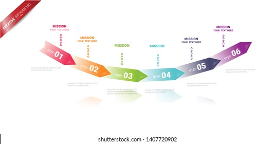 Infographic template with numbers six option can be used for workflow layout, diagram, number step up options.