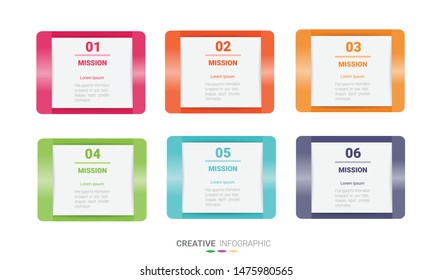 Infographic template with numbers six option can be used for workflow layout, diagram, number step up options.