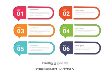Infographic template with numbers six option can be used for workflow layout, diagram, number step up options.