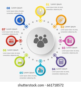 Infographic template with office icons, stock vector