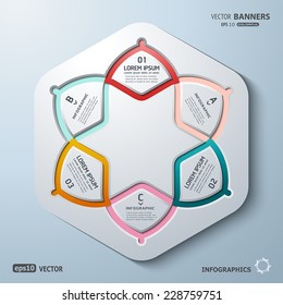 Infographic template on big hexagon shape
