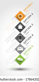 infographic template, option squares banners with icons, long shadow effect, design element