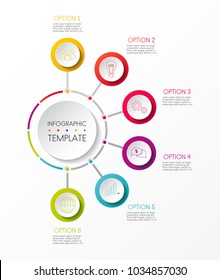 Infographic template with options and colorful icons. Vector.