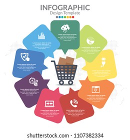 Infographic template and options with flat icons for presentation.