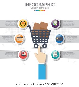 Infographic template and options with flat icons for presentation.