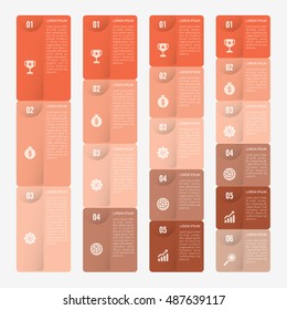 infographic template orange with 3, 4, 5, 6 steps