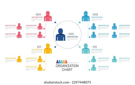 Infographic template for organization chart with business people icons. vector infographic for business.