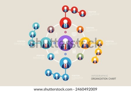 Infographic template for organization chart with business avatar icons. vector infographic for business.
