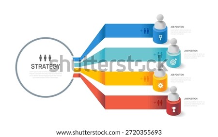 Infographic template for organization chart with business 4 avatar icons. vector infographic.