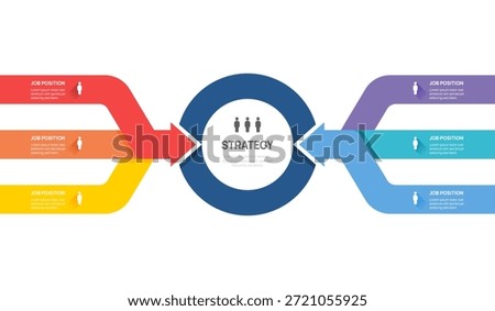 Infographic template for organization chart with business 6 avatar icons. vector infographic.