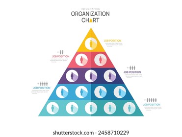 Infographic template for organization chart pyramid with team leader icons. vector infographic for business.