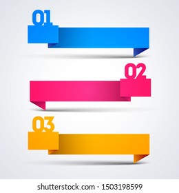 Infographic template with origami banners arrows 3 options for presentations, advertising, layouts, annual reports, web design.