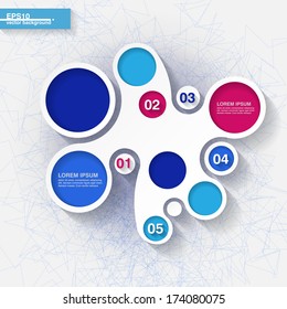 Infographic template with origami organic shape and circle labels. Eps10
