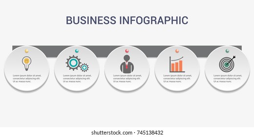Infographic template. Paper circles on a magnetic board. Vector illustration.