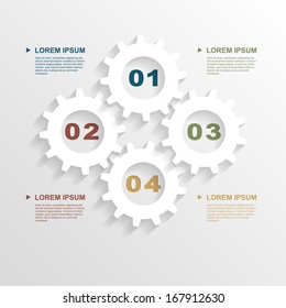 infographic template with paper gears, template for business presentation, vector eps 10 illustration