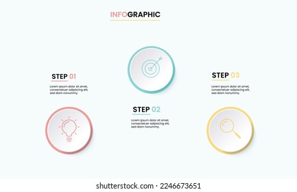 Plantilla de infografía. Plano de papel con trayectoria y 3 pasos