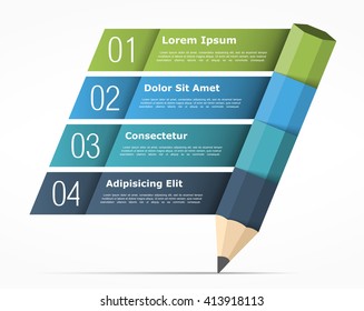 Infographic template with pencil and four elements for text, education infographics, vector eps10 illustration