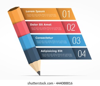 Infographic template with pencil and four elements for text, education infographics, vector eps10 illustration