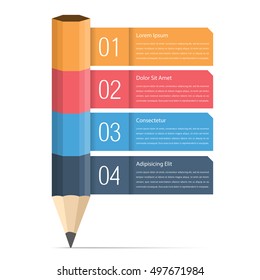 Infographic template with pencil and four elements for text, education infographics, vector eps10 illustration