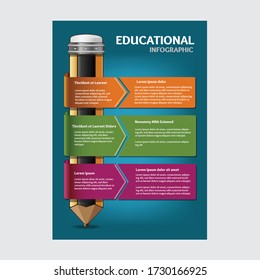 Infographic template with pencil. Vector illustration of education infographic.