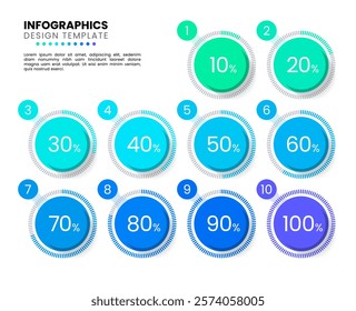 Infographic template. Percentage Loading Circles. Can be used for workflow layout, diagram, banner, webdesign. Vector illustration