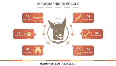 Infographic template for pet. 6 steps Mindmap diagram, presentation vector infographic.
