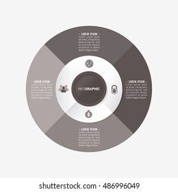 infographic template pie black charts with 4 steps