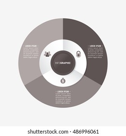 infographic template pie black charts with 3 steps