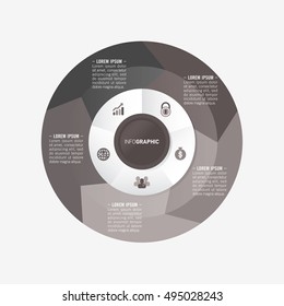 infographic template pie black charts with 5 steps