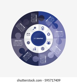 infographic template pie blue charts with 8 steps
