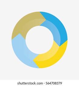 infographic template pie blue and  yellow charts with 4 steps