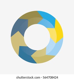 infographic template pie blue and  yellow charts with 8 steps