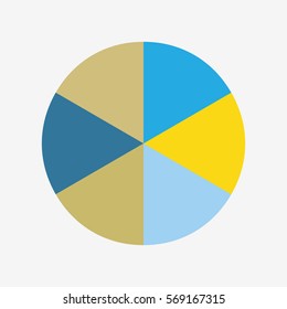 infographic template pie blue and yellow charts with 6 steps