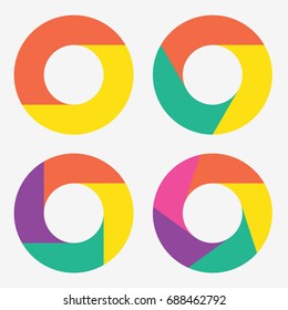 infographic template pie charts with 2, 3, 4, 5 steps