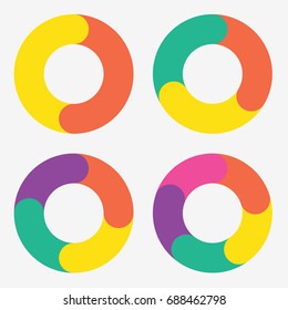 infographic template pie charts with 2, 3, 4, 5 steps