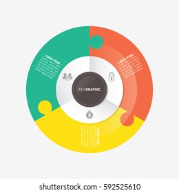 infographic template pie charts with 3 steps