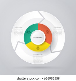 infographic template pie charts with 3 steps
