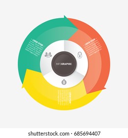 infographic template pie charts with 3 steps