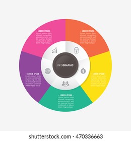 infographic template pie charts with 5 steps