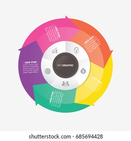 infographic template pie charts with 5 steps