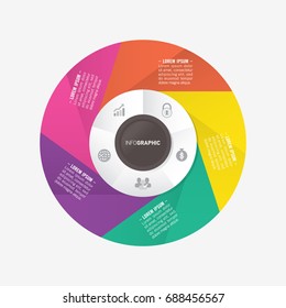 infographic template pie charts with 5 steps
