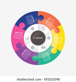 infographic template pie charts with 6 steps