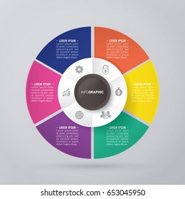 infographic template pie charts with 6 steps