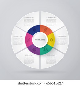 infographic template pie charts with 6 steps