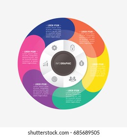 infographic template pie charts with 6 steps